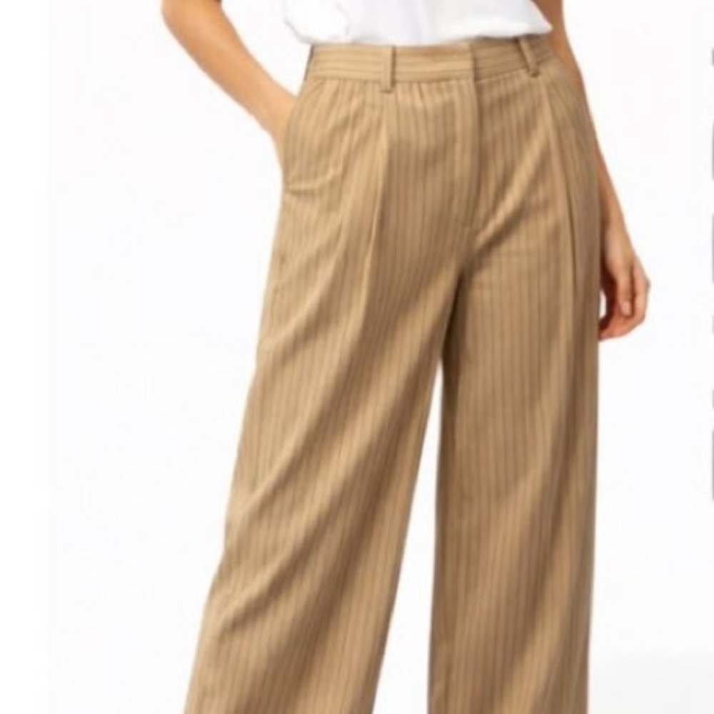 Everlane Tan Pinstripe Dress Pants